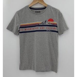Eddie Bauer Kids The‎ Mountains Are Calling Graphic T-Shirt Gray Size L